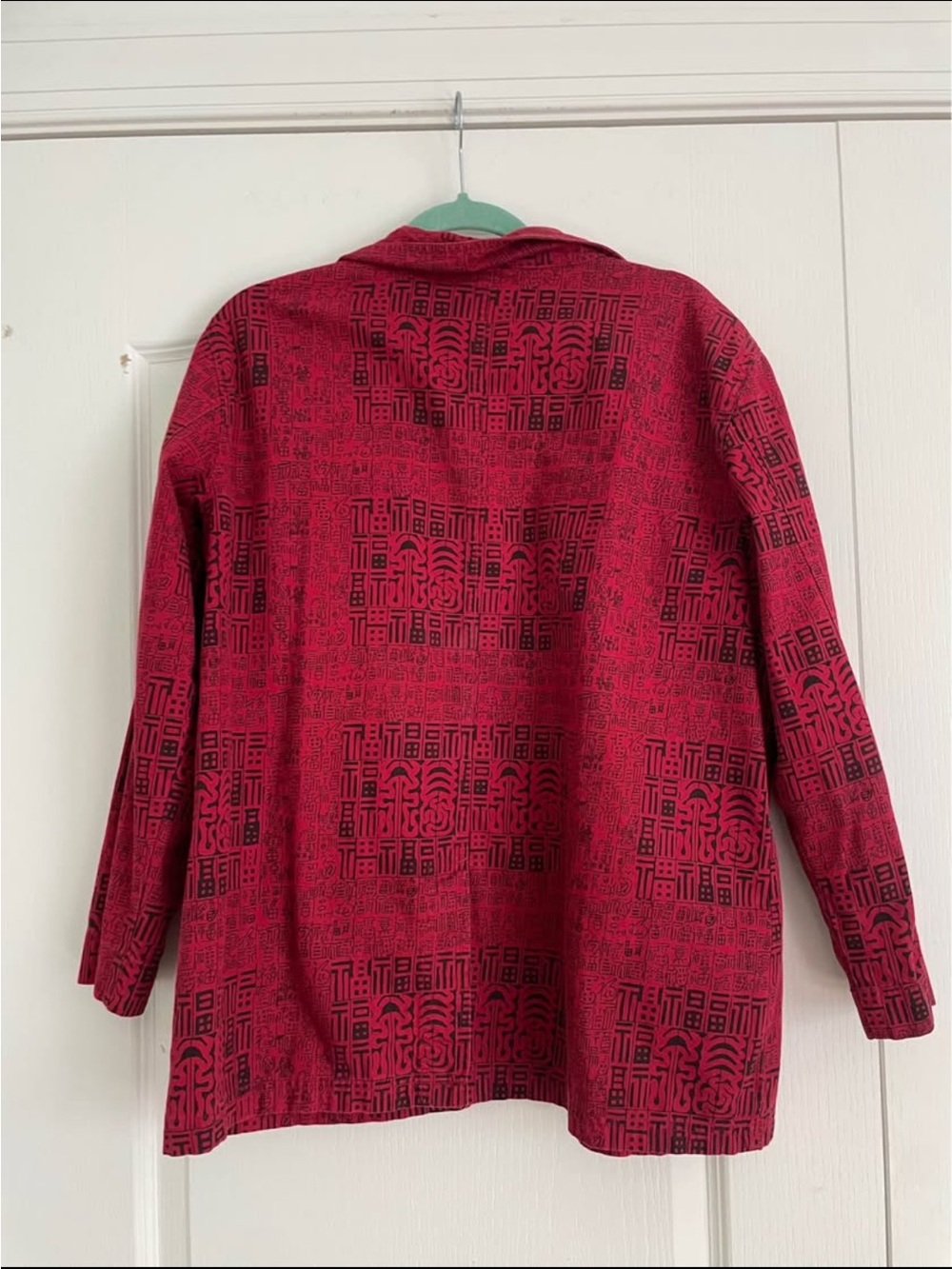Chico's Red Patterned Utility Jacket - Picture 2 of 3